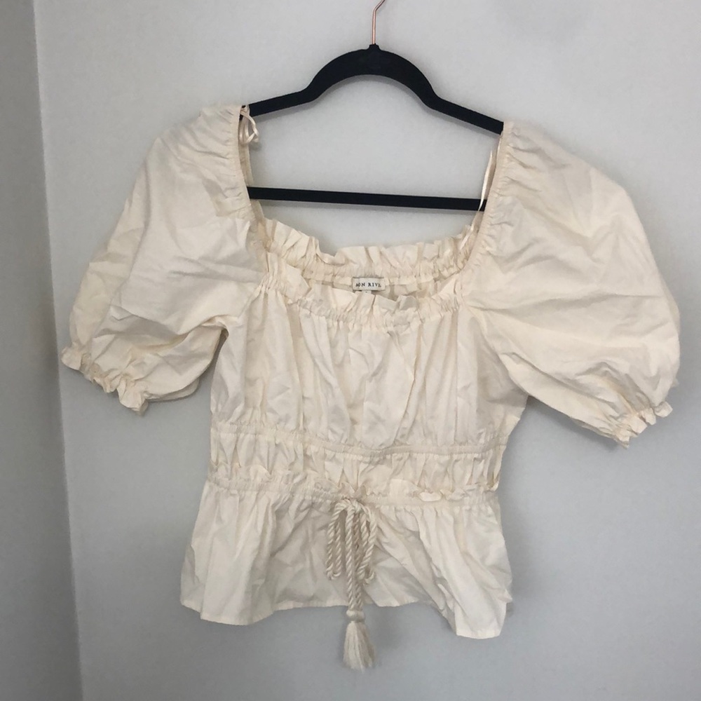 Noon River puff sleeve peasant top off white worn once!